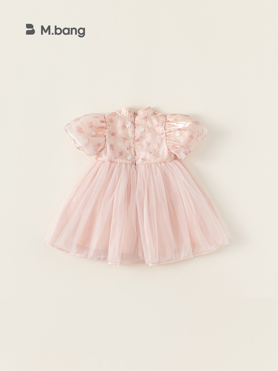 Youbao ropa para niños cheongsam con hebilla para niños falda de malla floral vestido de estilo chino para niñas falda de niña de moda nacional