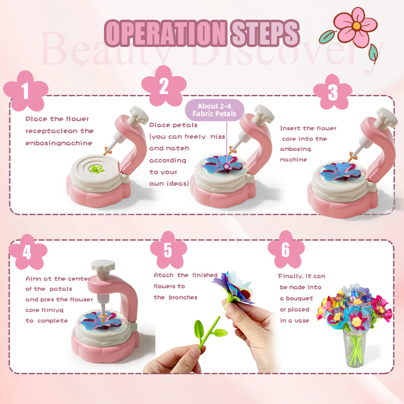 Cross-border hot sale handmade DIY simulation bouquet artwork gift children's educational handmade bouquet embossing machine toys