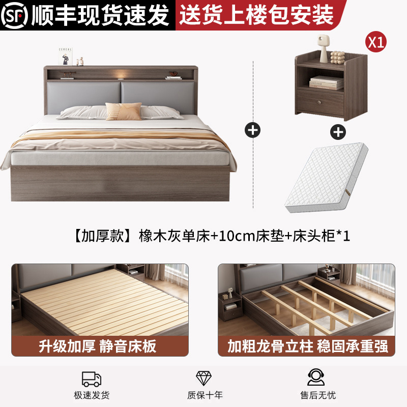 实木床1米8双人床1米5家用榻榻米落地床架简约出租房用地台单人床|undefined