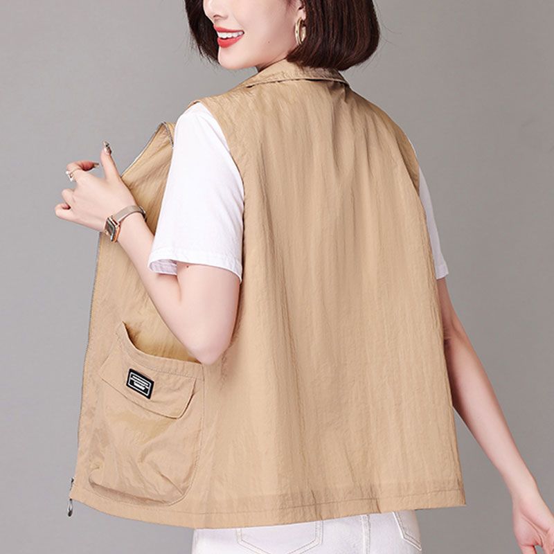 Short Thin Vest Women's Sleeveless Jacket Spring and Summer New Casual Large Size Loose Outer Wear Sun Protection Vest Vest