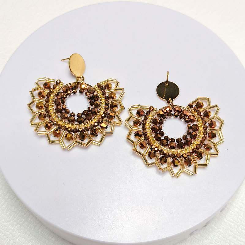 16g Weight 304 Stainless Steel Ear Needle Material Rhinestones Inlay Material 1 Pair Vacation Simple Style Flower Inlay Artificial Crystal Rhinestones Drop Earrings