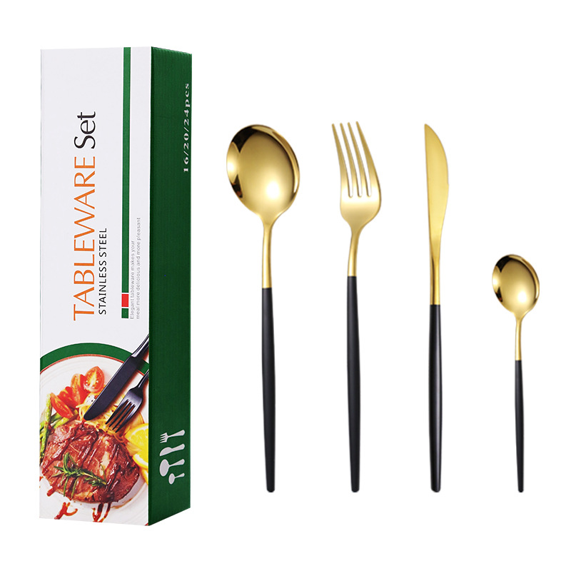 Transfronterizo amazon portugal 20 piezas traje de vajilla occidental cuchillo de carne de acero inoxidable, tenedor y cuchara caja de regalo