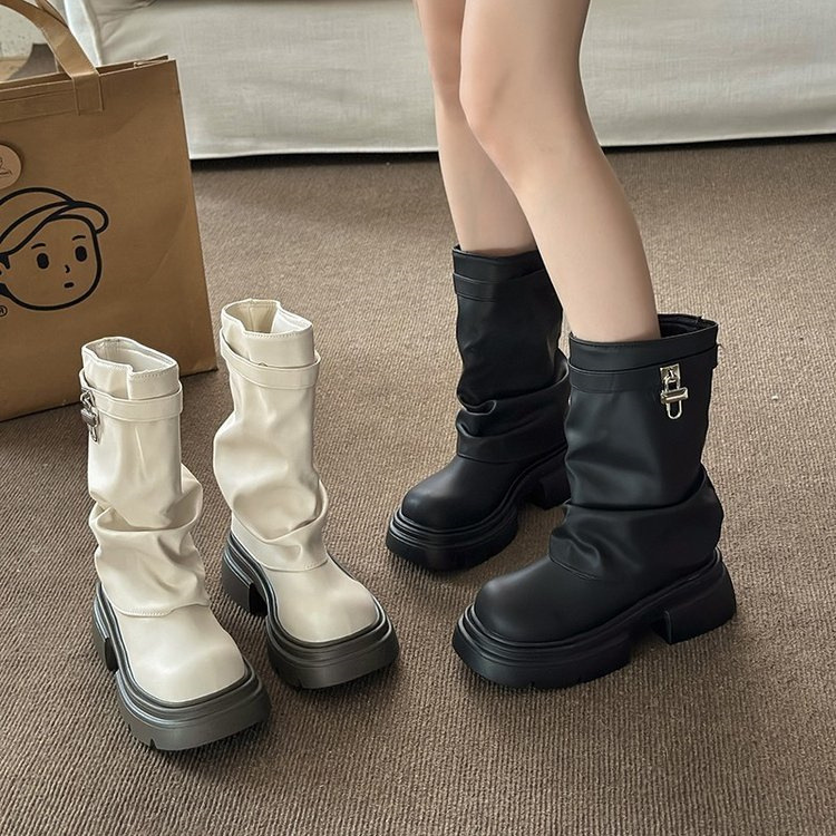 Cyber Celebrant Mid-Barrel Martins Boots Women's 2024 Summer New Styline Fashionable suit Vintage All-Match Thick Bottom Pants Boots