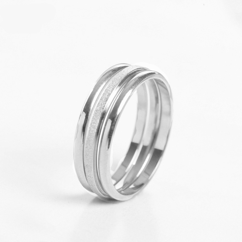 Simple Style Circle Solid Color Titanium Steel Plating Rings 1 Set display picture 2