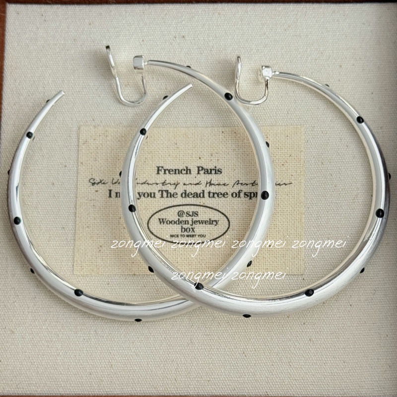 6cm silver polka dot mosquito coil ear clip