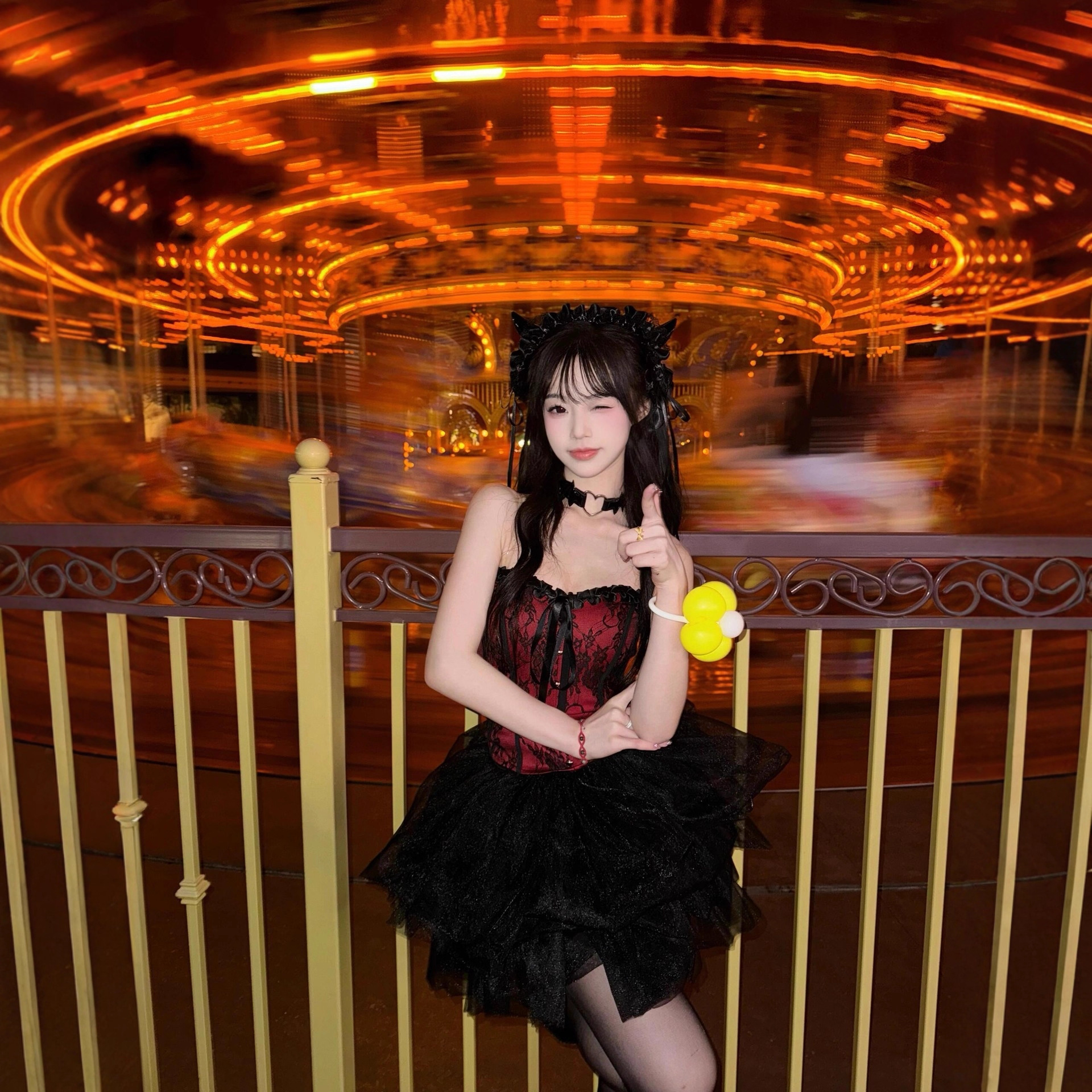 万圣节穿搭黑天鹅cos服装性感辣妹约会抹胸紧身纯欲风蓬蓬连衣裙