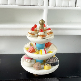 1:12 doll house dollhouse mini food play model miniature props three-layer cake rack snack rack toy