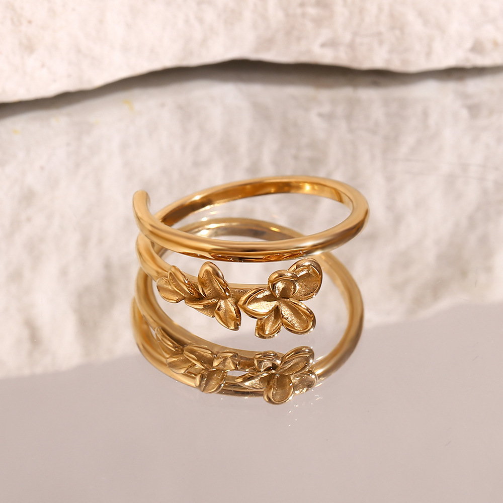 Fashion Flower Stainless Steel Ring