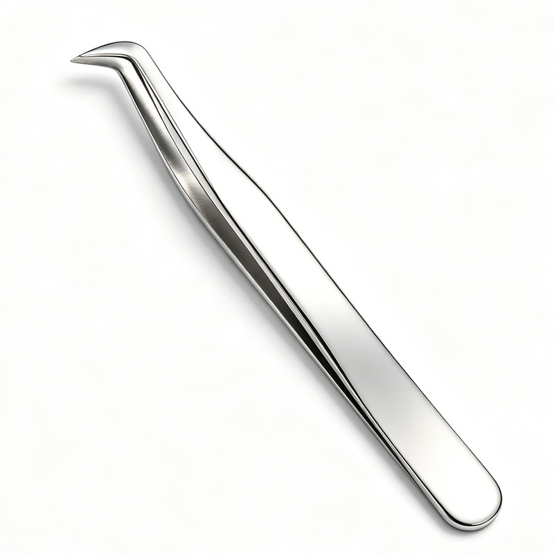 Jiang Chenglan's same model of curved tip tweezers for beginners, false eyelashes, curved tip gold feather grafting tool, specialized for eyelash technicians