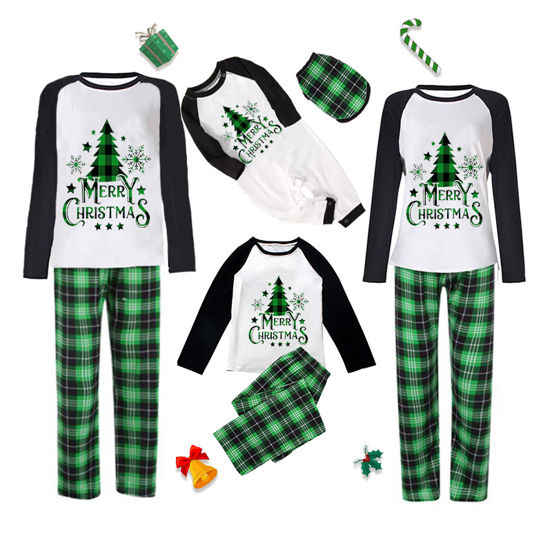 Casual Christmas Tree Cotton Blend Pants Sets Straight Pants T-shirt Family Matching Outfits display picture 6
