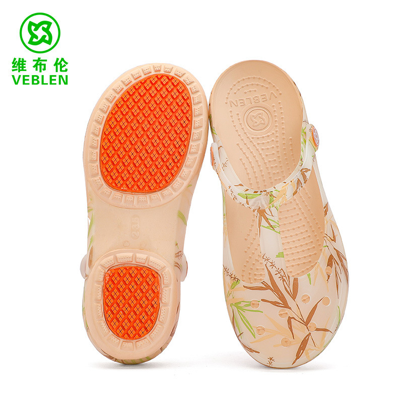 Veblen Mary Jane Croc Shoes Women's Summer Mom Outerwear Jelly Beach Upgraded Anti-Slip Eva Sandals