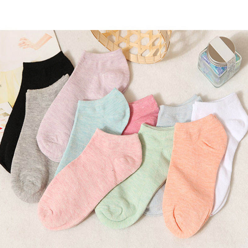 Custom Logo New Cute Solid Color Ankle Cotton Socks Women's Novelty Low-Cut Socks No-Show Socks