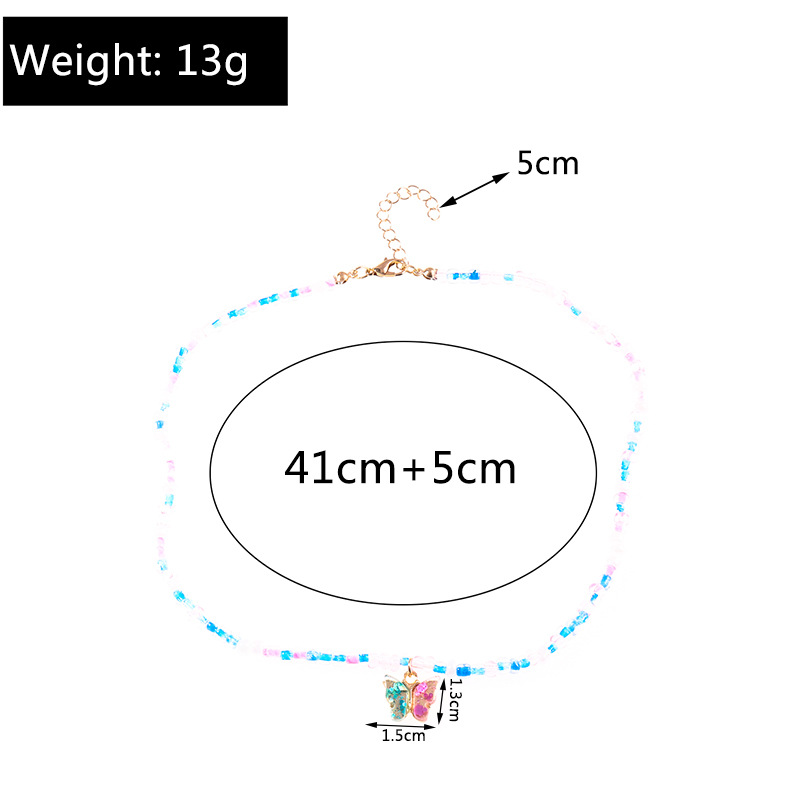 2022 Neue Farbe Perlenbesetzte Halskette Mit Schmetterlingsanhänger display picture 1