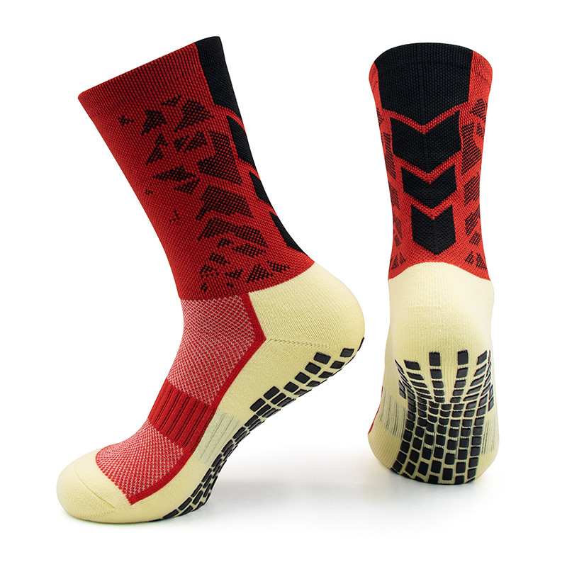 Calcetines antideslizantes dispensadores transfronterizos Calcetines de fútbol de fondo de toalla gruesa resistentes al desgaste Calcetines deportivos transpirables que absorben el sudor de tubo medio