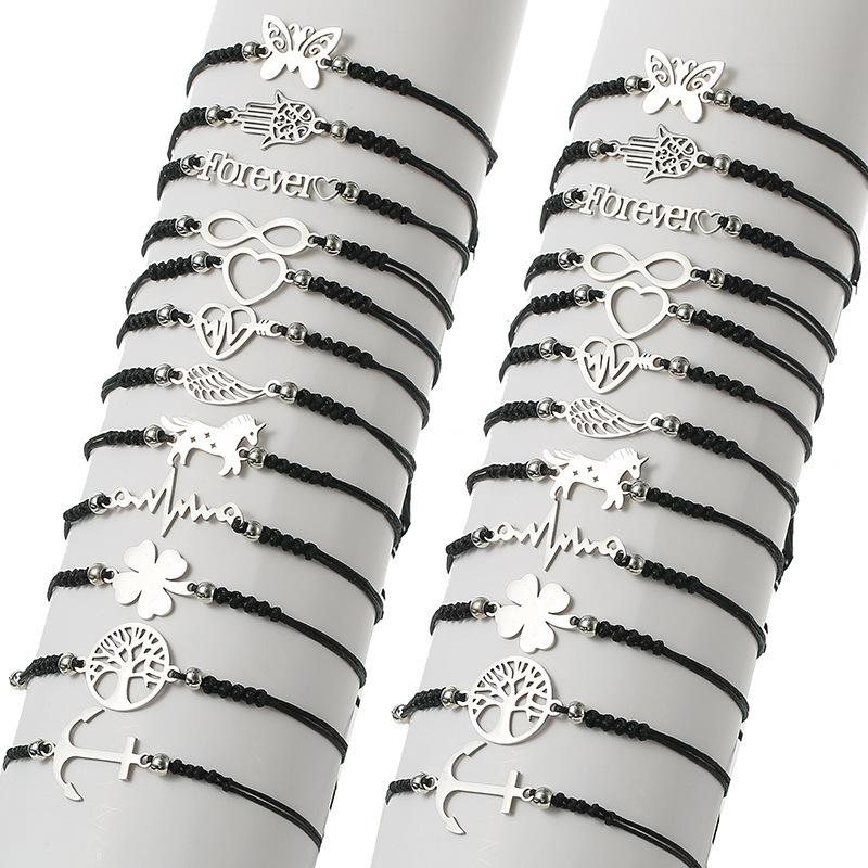 Cross-border New Snake Knot Braided Set Bracelet Heart Letter Unicorn Eight-character Evil Eye Braided Adjustable Bracelet