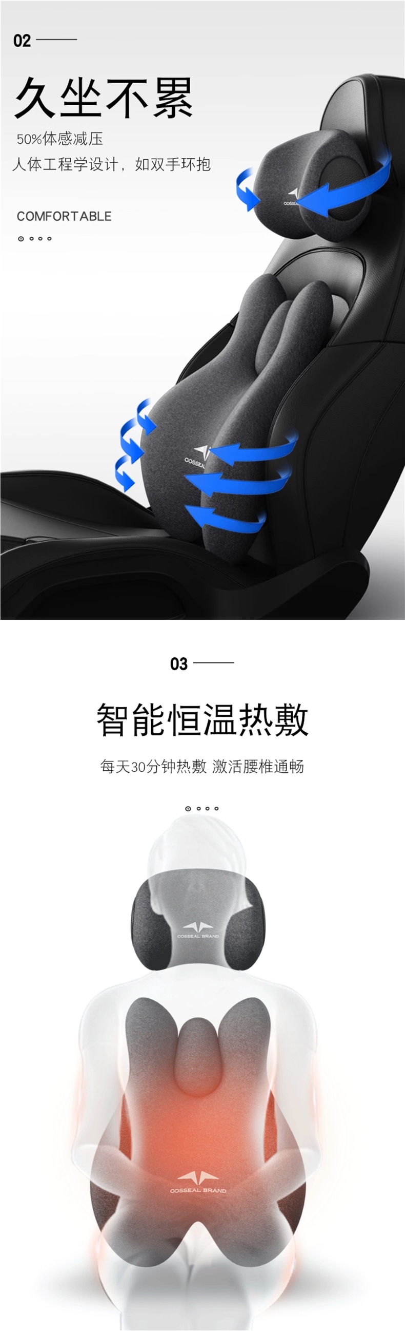 Car Lumbar Support Pillow Electric Massage Lumbar Cushion Backrest Waist Support Cushion Car Seat Lumbar Support Peihui