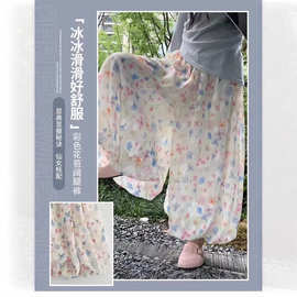 女童花苞休闲裤子2026夏季新款洋气中大童阔腿裤儿童碎花防蚊裤裙