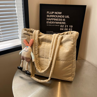 Summer universal capacious spring shoulder bag, one-shoulder bag, cute down jacket, city style