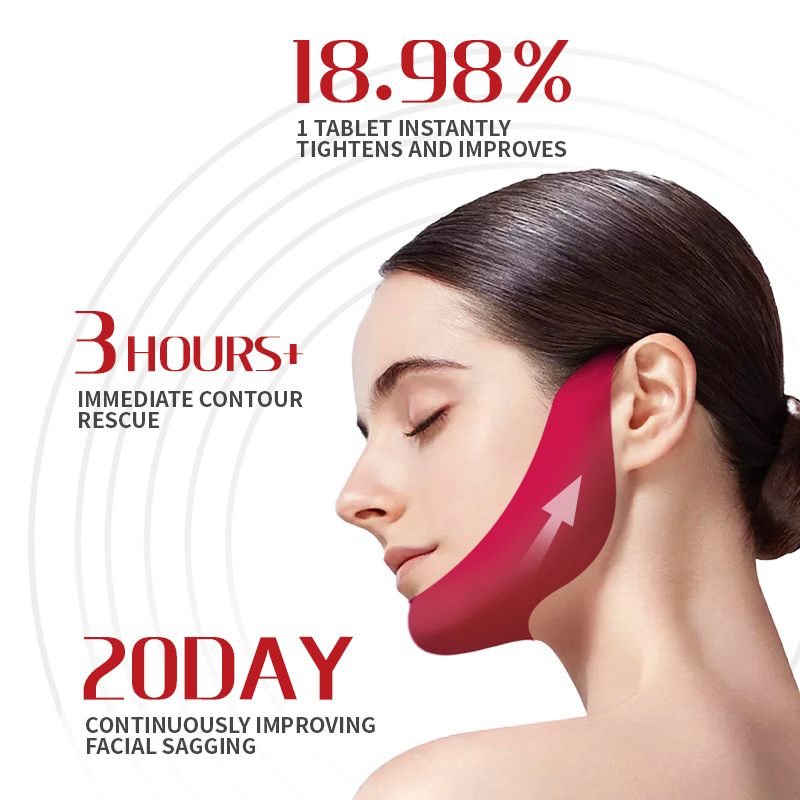 Máscara facial V transfronteriza Inglés rojo en forma de V elevación barbilla pegarse gel oreja colgando máscara levantamiento vendaje en stock