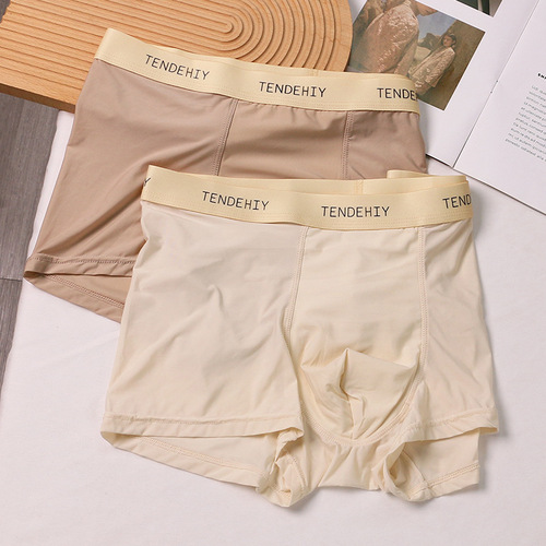 Men's underwear pure cotton ice silk breathable boxer briefs boys boxer briefs simple and comfortable letter boxer briefs spring and autumn