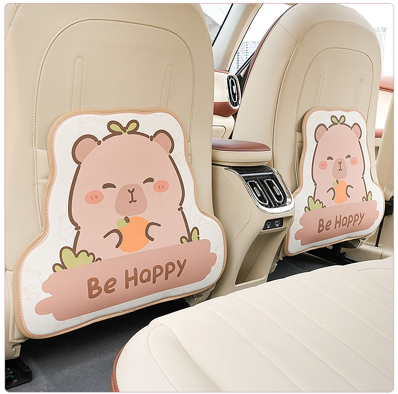 Car Anti-Kick Pad Cute Capybara 3D Car Seat Back Protector