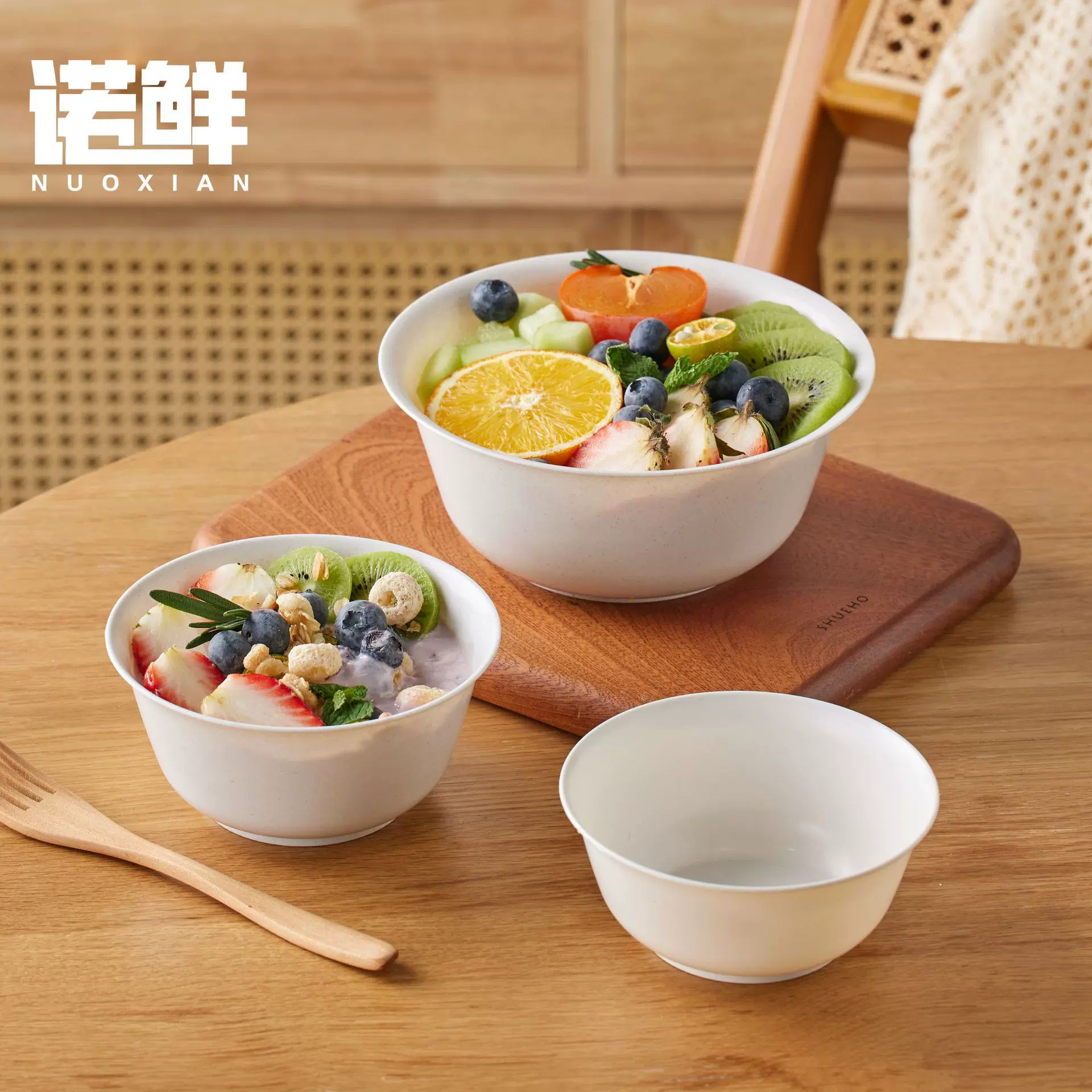 稻壳一次性碗加厚食品级家用饭碗高档耐高温露营火锅聚餐商用碗
