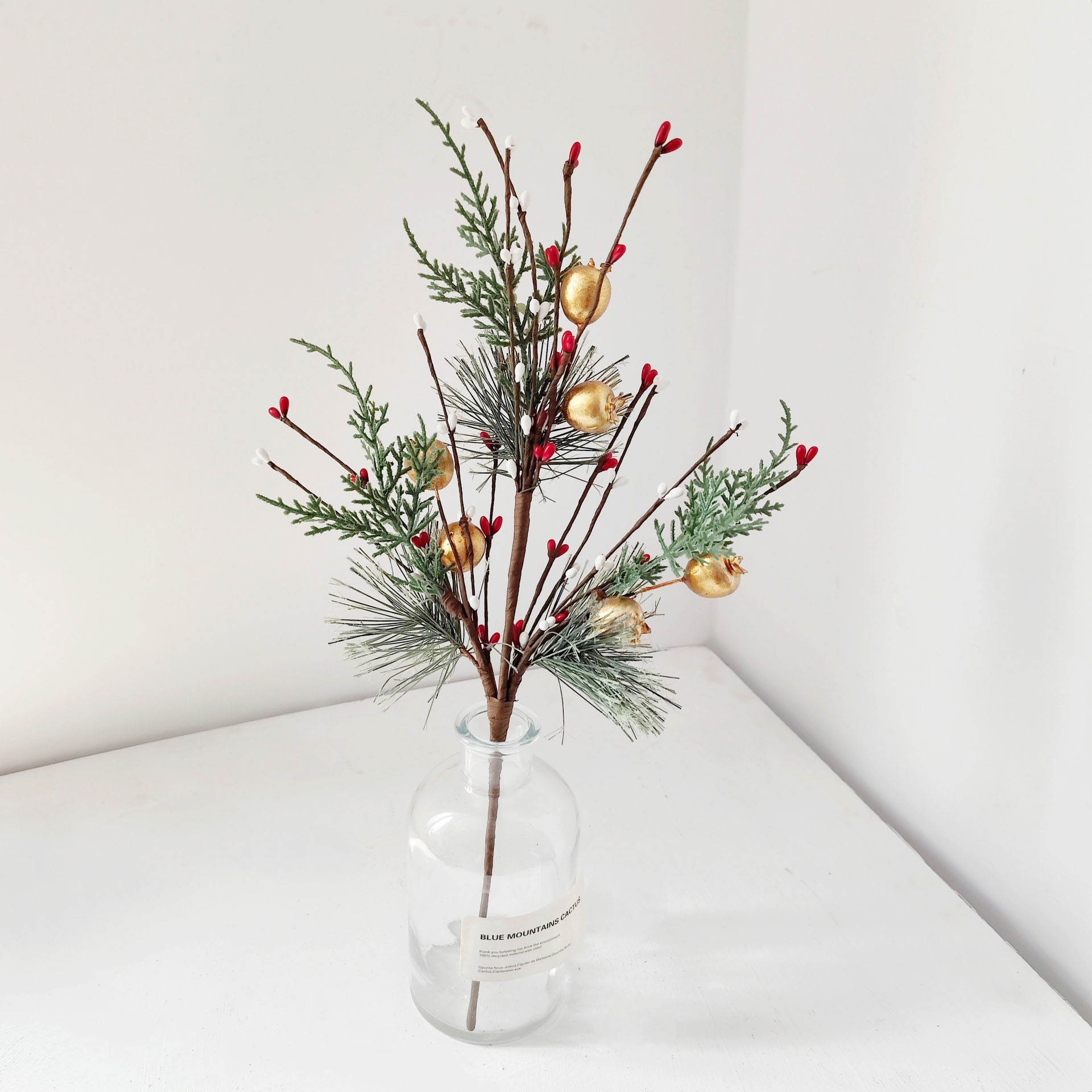 Simulación pin aguja de fruta roja decoración de Navidad decoración floral decoración transfronteriza venta caliente pin ramas decoración de árbol de Navidad