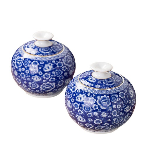 Tea cans ceramic tea cans one pound single can gift box universal packaging luxury gift moisture-proof blue and white sealed can gift