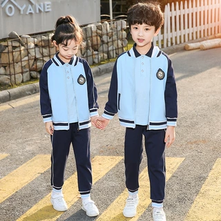 小学生春秋季开幕式服春秋装幼儿园校服纯棉儿童班服运动三件套装