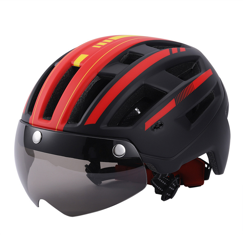 Gran ala de succión magnética gafas casco hombres y mujeres de montaña carretera bicicleta casco con carga USB Luz