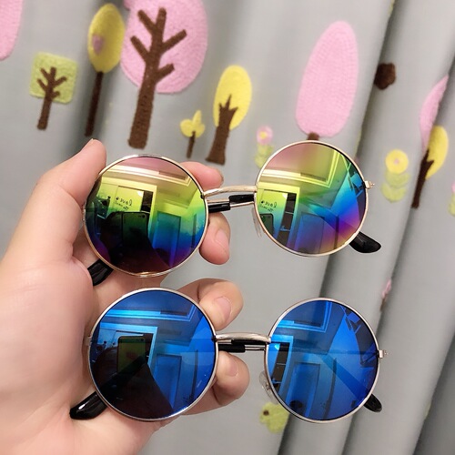 5833 Children's Cute Round Frame Sunglasses Metal Fruit Colorful Sunglasses Baby Glasses Personalized Kids Sun Trend