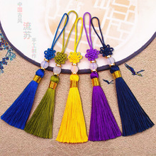 批发彩流苏穗子莲花吊穗礼品檀木梳挂饰梳子佩饰彩色流苏装饰木梳