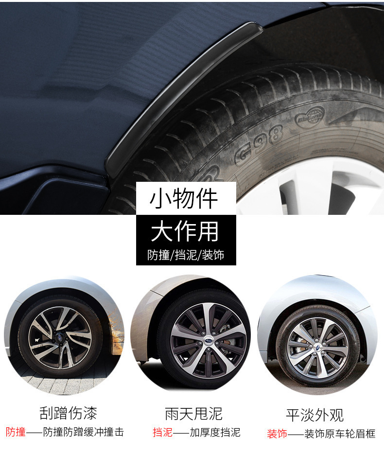 Universal Rubber Anti-Collision Strip for Cars, No-Drill Adhesive Wheel Arch Anti-Collision and Anti-Scratch Strip, Car Exterior Decorative Strip