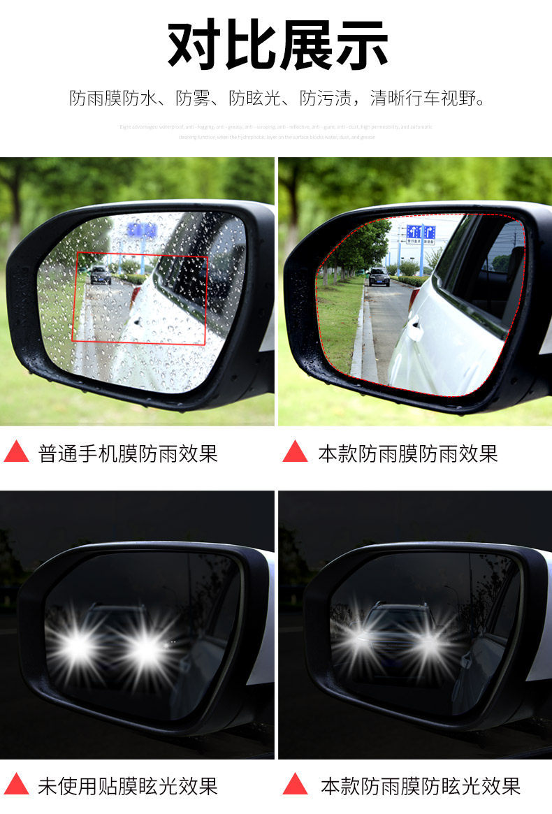 Car Anti-Rain Film, Anti-Fog, Waterproof Rearview Mirror Film
