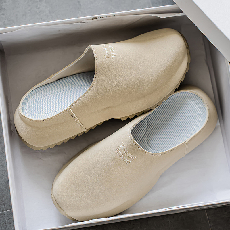 Ropa exterior 2025 nuevo estilo primavera y verano perezoso de un pie zapatos Muller de suela blanda zapatos Birkenstock medias zapatillas Baotou zapatos de hombre