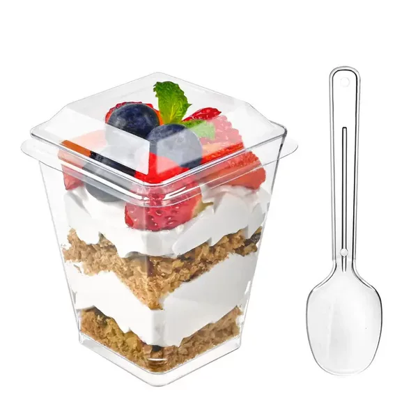 Amazon hard plastic trapezoid 150ml dessert cup mousse cup pudding cup jelly ice cream dessert ice cream cup