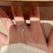 新款土星镶钻戒指女小众设计感简约时尚百搭可调节指环轻奢高级感