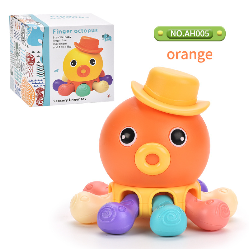 Nuevos productos transfronterizos 0 - 3 dedos ejercicio de color juguetes cognitivos amazon pulpo divertido roer juguetes para niños