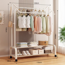衣帽架新款落地双杆晾衣架卧室挂衣架家用衣帽架阳台工厂直发跨境