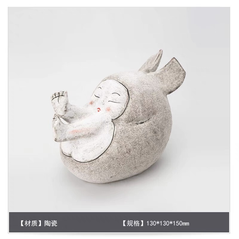 景德镇纯手工陶瓷侘寂风花瓶卡通摆件送礼趣味客餐桌软装花器饰品|undefined