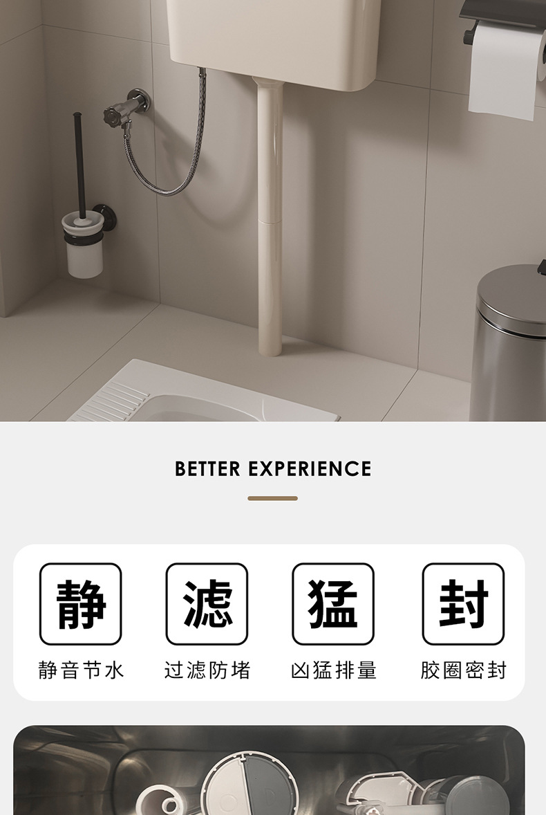 Toilet flushing tank, squat toilet, thickened stainless steel water tank, wall-mounted public squat toilet flushing device for household bathrooms undefined