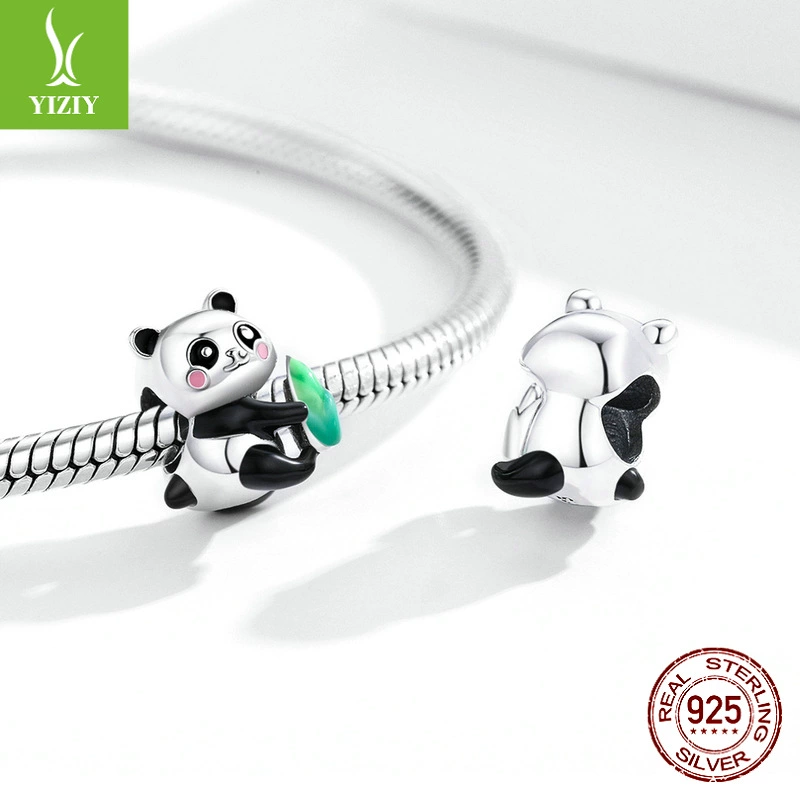 Новый милый медведь животное DIY бусинки Оберег Сердцевина Panda S925 серебряные бусины SCC1832