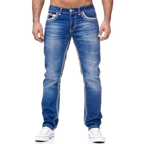 European and American High-Quality WISH Men's Tapered Double Stitch Jeans Amazon Classic Three-Color Jeans