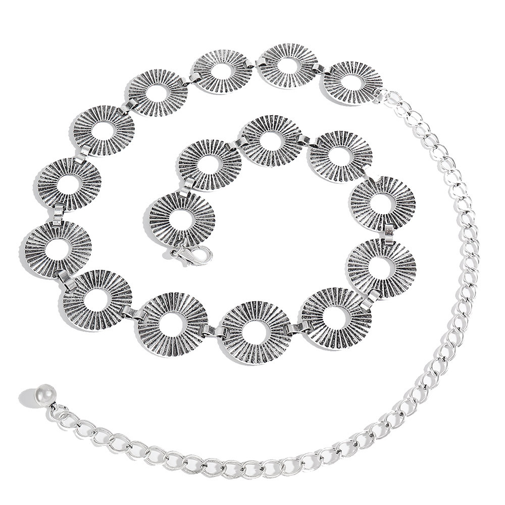 85g Weight Zinc alloy Buckle Material Waist Chain Classification Metal Material Round Pattern Unisex Gender Simple Style Style Lady Round Metal Unisex Chain Belts 6