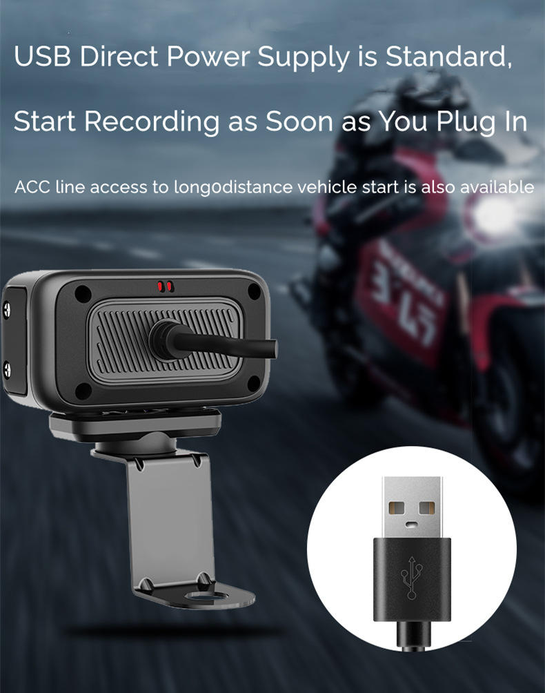 Cross-Border New Cycling Recorder Hd 2K Motorcycle Electric Bicycle Recorder Wifi Mobile Phone Interconnection