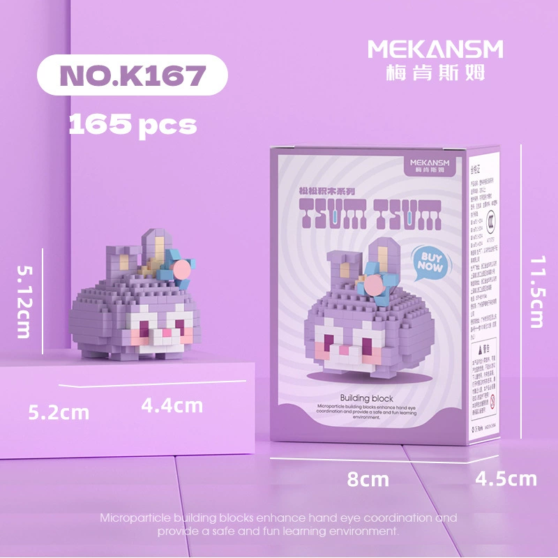 Mini Bricks Cartoon Constructor Set, Sanrio-style Characters, Multiple Models (188–626 pcs)