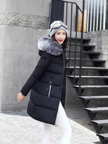 Cross-border 2025 Women's Medium-Long Slimming Hairy Down Jacket with Thick Plush Hood for Plus Size Trendy Down Coat