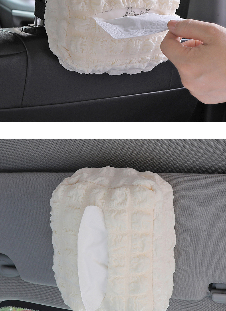 Car Tissue Box Puff Fabric Hanging Armrest Box Paper Box Car Multifunctional Storage Bag Tissue Box