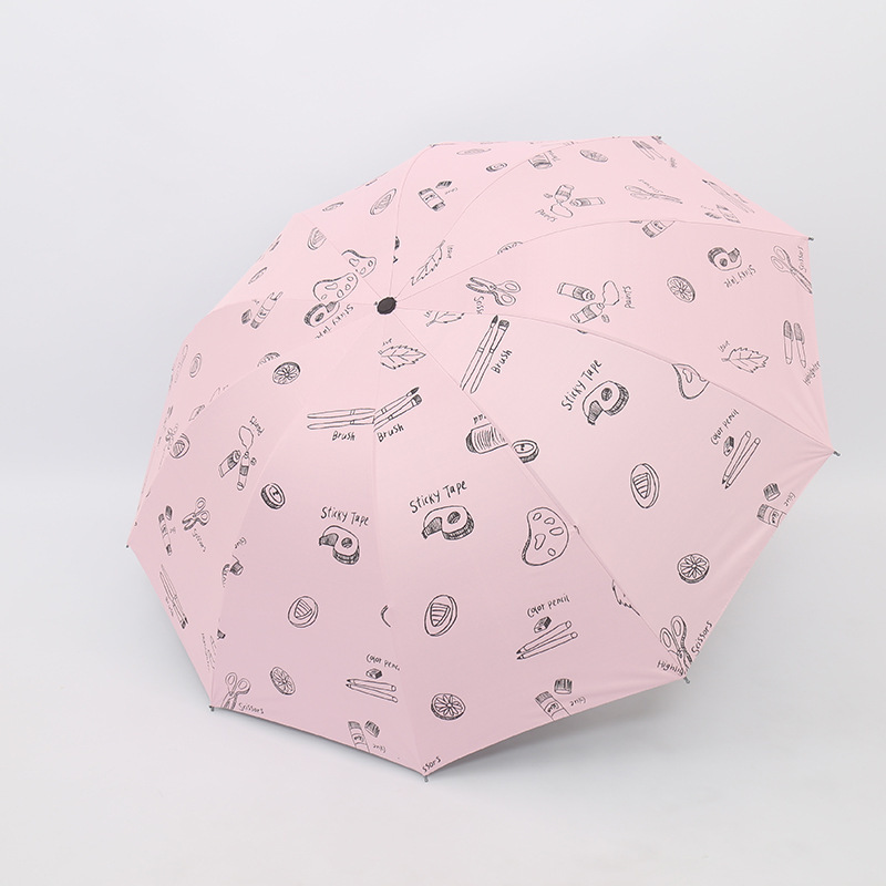 傘10骨晴雨日よけ両用黒ゴム日傘日焼け止めウサギ萌え系少女は三つ折り傘を強くした|undefined