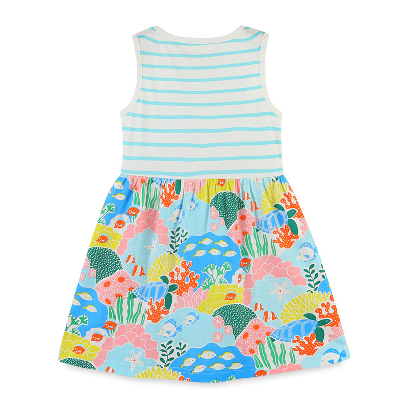 Vestido de verano para niños nuevos al por mayor estilo europeo y americano de punto de algodón vestido de niña de dibujos animados impreso princesa vestido de una sola pieza de entrega image 5